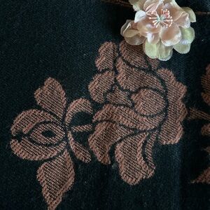 Black Fabric with Brown Floral Design